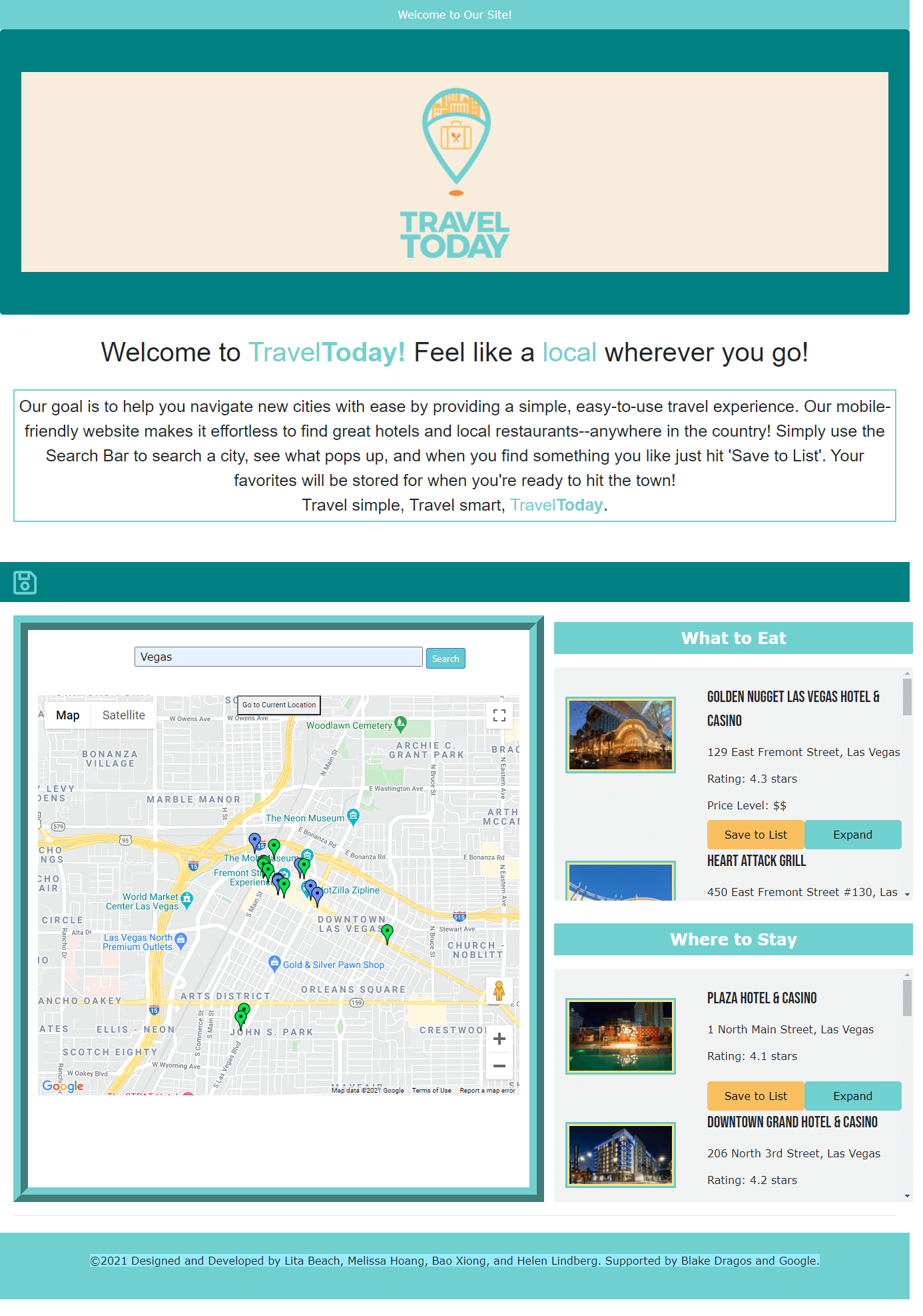 screenshot of travel today app